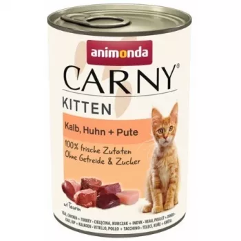 ANIMONDA Carny Kitten ėdalas kačiukams su veršiena, vištiena ir kalakutiena – šlapias ėdalas – 400 g
