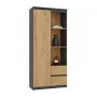 Biuro spinta Top e Shop RS-80 BILY, antracito rėmas, ąžuolo durys, 7 lentynos, 2 stalčiai, 1800×800×350 mm