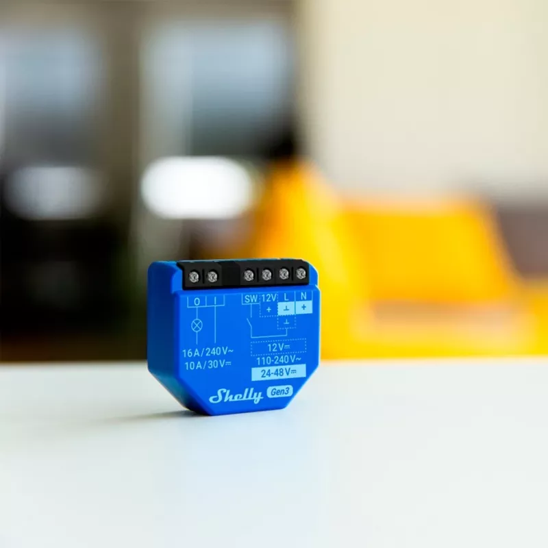 Shelly 1 Gen3 belaidis relejinis valdiklis su sausu kontaktu 16A, Wi-Fi
