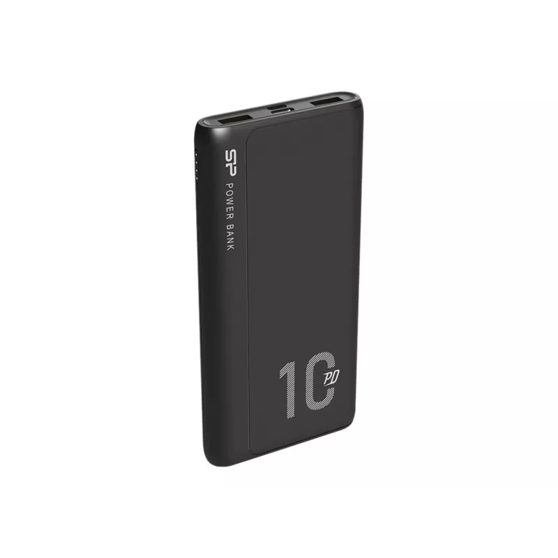 Nešiojamas įkroviklis Silicon Power QP15 10000 mAh, LiPo, 2x USB-A + 2x USB-C, Micro-USB įvestis, juodas