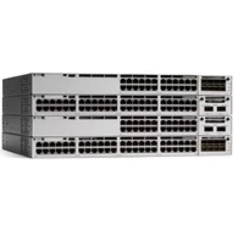 Cisco Catalyst 9300 Network Advantage jungiklis – 48 prievadų 10/100/1000 UPoE (822 W), L3 valdomas, montuojamas į stelažą