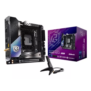 Motininė plokštė ASRock Phantom Gaming Z890I Nova WiFi — Intel Z890, LGA 1851, mini ITX, DDR5, 2x M.2, Wi‑Fi 6E/7, 5Gb LAN, Thunderbolt