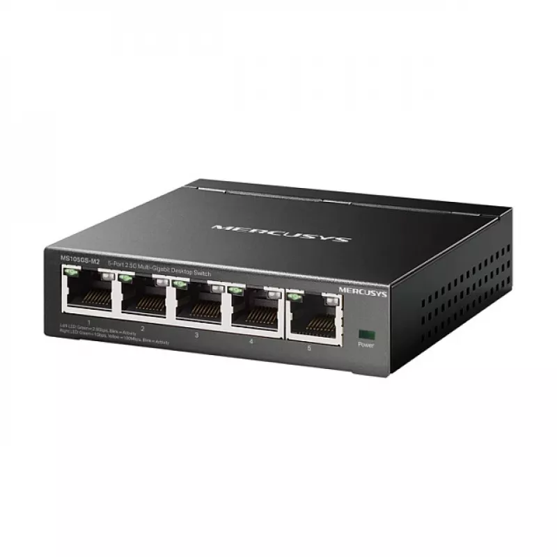 Nevaldomas tinklo jungiklis TP-LINK Mercusys MS105GS-M2 — 5 prievadų Gigabit Ethernet (10/100/1000), juodas