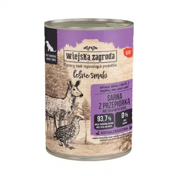 WIEJSKA ZAGRODA Forest Flavours Šlapias šunų maistas su stirniena ir putpele – 400 g