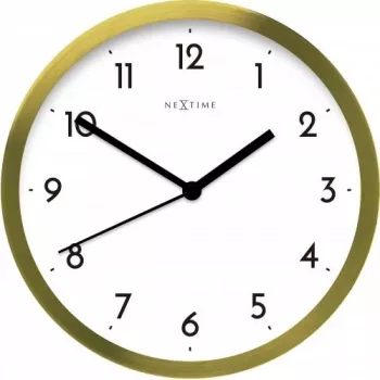 NeXtime laikrodis 2523gw arabiški skaitmenys, Ø44 cm, sieninis, auksinis/baltas