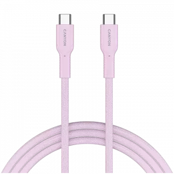 CANYON OnWire 60CL USB-C į USB-C kabelis, 60W, pintas, 1m, rožinis