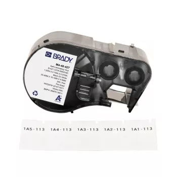 Brady M4-48-427, savaiminio laminavimo vinilo etiketė, balta/skaidri, 19,05 x 9,53(25,40) mm, nuolatinis lipnumas, kabelio skersmuo 2,70–5,10 mm (200 vnt.)