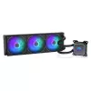 Vandens aušintuvas ENDORFY Navis F360 ARGB Black — 360 mm radiatorius, 3x 120×25 mm ventiliatoriai, 250–1800 RPM, siurblys 1600–2600 RPM, LGA 1700/AM5/AM4