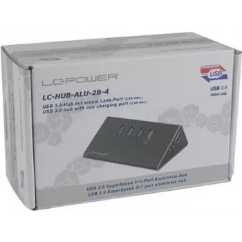 LC Power LC-HUB-ALU-2B-4 USB 3.0 šakotuvas - 3 x SuperSpeed USB 3.0 + 1 x SuperSpeed USB 3.0 (įkrovimui) - stalinis