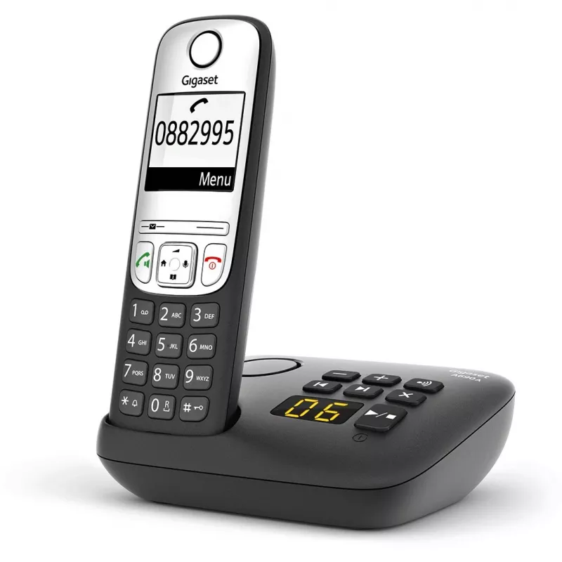 Gigaset A690A – analoginis/DECT telefonas – belaidė rankinė – laisvų rankų sistema – 100 įrašų – juoda (S30852-H2830-B101)