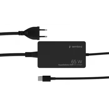 Cablexpert NPA-AC-PDQC65-01 65 W PowerDelivery GaN USB Type-C greitas įkroviklis, juodas