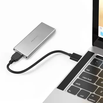 Aliumininis korpusas QOLTEC 51833, skirtas M.2 SATA SSD, SATA į USB 3.0, palaiko iki 2 TB