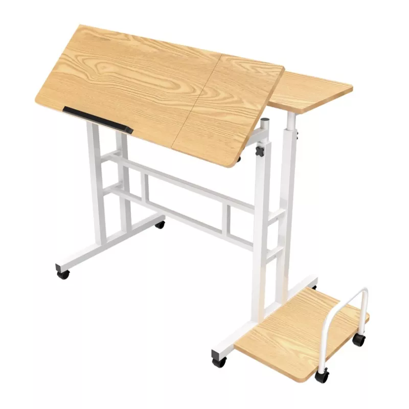 Maclean MC-124 W mobilus stalas nešiojamam kompiuteriui, baltas, 80x60 cm, 50 kg, reguliuojamas aukštis 67-115 cm