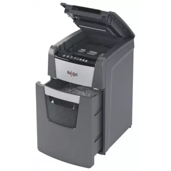 Rexel Optimum AutoFeed+ 130X popieriaus smulkintuvas, kryžminis pjovimas, 55 dB, 22 cm, juoda, sidabrinė