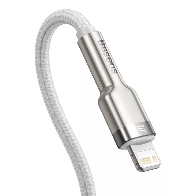 USB-C į Lightning kabelis Baseus Cafule 1 m, 20 W, cinko korpusas, baltas
