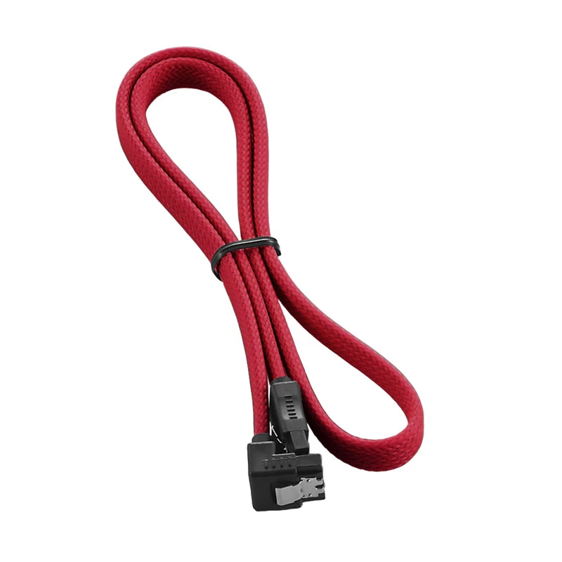 CableMod ModMesh SATA kabelis - Serial ATA 150/300/600 - SATA (M) stačiu kampu į SATA (M) - 60 cm - Raudonas (CM-CAB-RSAT-N60KR-R)