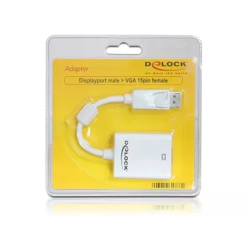 Vaizdo kabelio adapteris DeLOCK 61766 0,125 m VGA DisplayPort baltas