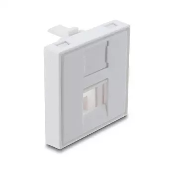 Užspaudžiamas dangtelis 45×45 mm Keystone moduliui DELOCK Easy 45, 1 prievadas, ABS, baltas, su dulkių apsauga