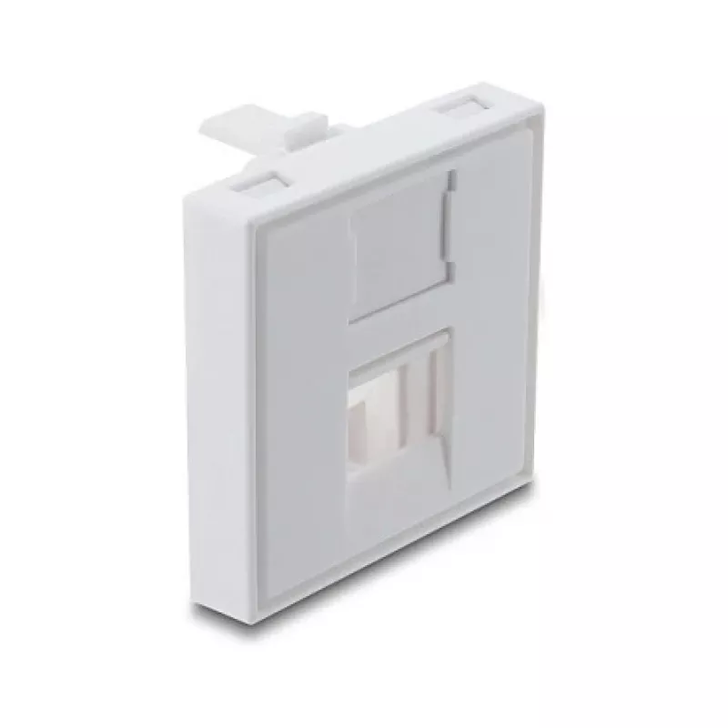 Užspaudžiamas dangtelis 45×45 mm Keystone moduliui DELOCK Easy 45, 1 prievadas, ABS, baltas, su dulkių apsauga