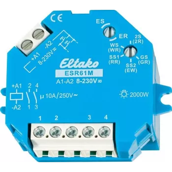 Eltako AP/UP impulsinis jungiklis ESR61M, 1 + 1 normaliai atviras kontaktas 10 A, 8–230 V/UC, 10 A 250 V/AC (kaitrinė lempa) (61200301)