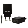 Kelioninis įkroviklis Beline Beli0011 — 2× USB prievadai, microUSB kabelis, 2A išėjimas, juodas