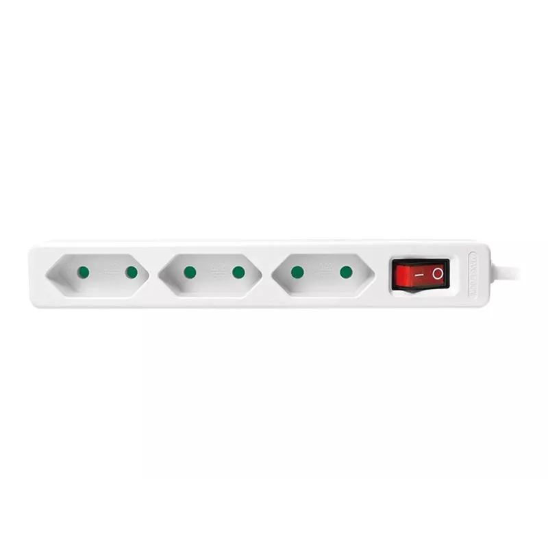 Prailginimo laidas LogiLink LPS230 1,5 m 3 AC lizdai Baltas