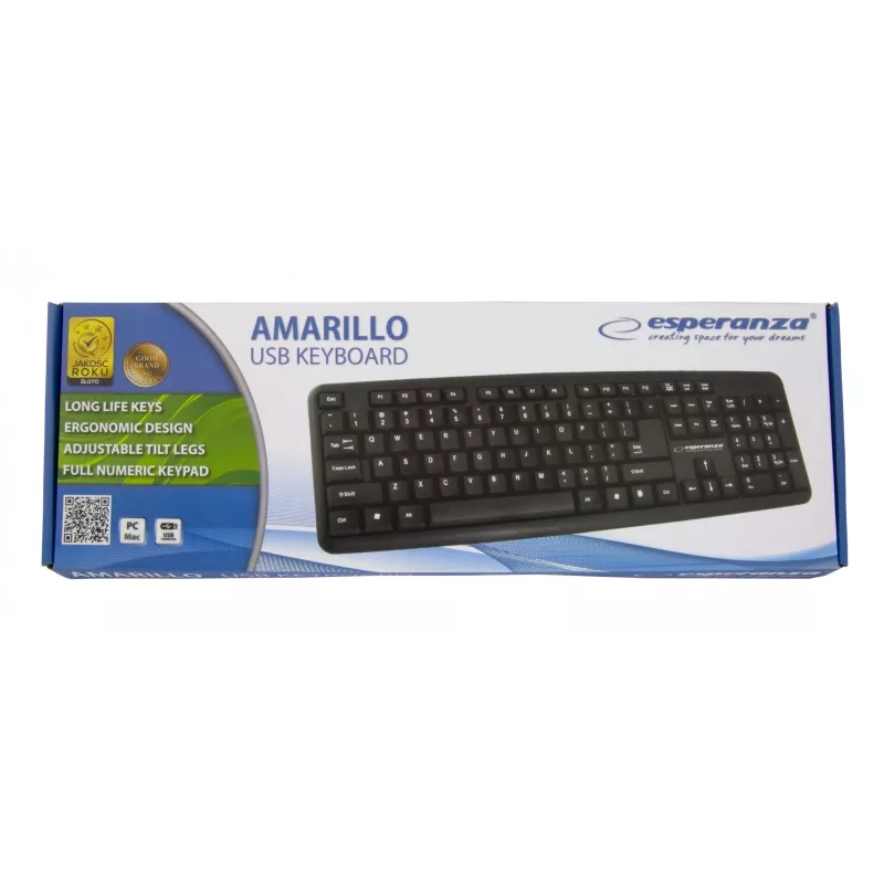 Laidinė klaviatūra ESPERANZA EK134 Full-size 100% USB, juoda, 1,45 m laidas