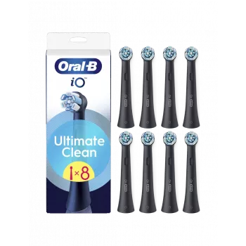 Oral-B iO Ultimate Clean keičiamos dantų šepetėlio galvutės, juodos, 8 vnt.