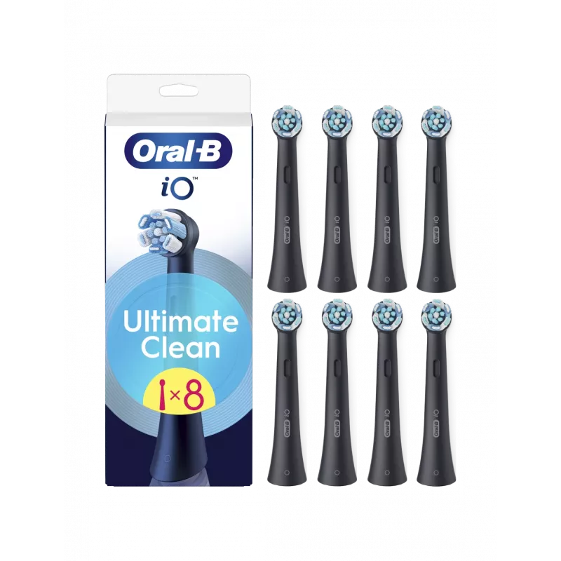Oral-B iO Ultimate Clean keičiamos dantų šepetėlio galvutės, juodos, 8 vnt.