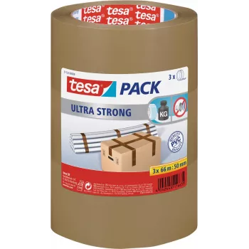 Pakavimo juosta Tesa 51124 Ultra Strong – 66 m, 50 mm, 3 vnt.