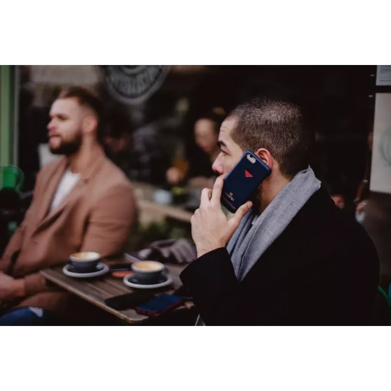 Užvalkalas su kortelių kišene VixFox iPhone 7/8 Plus – tamsiai mėlynas, galinis apsauginis dėklas su kortelių kišene