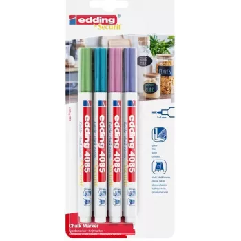 Edding 4085/4W Kreidemarker metaliniai 1–2 mm antgalis, 4 vnt. rinkinys