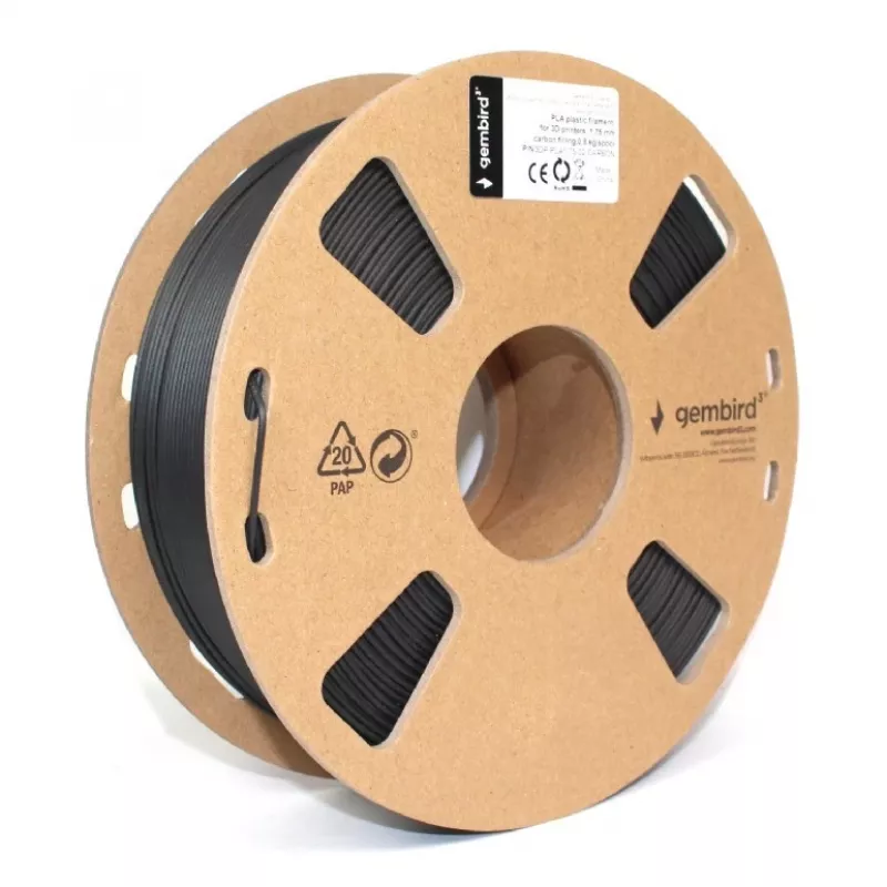 3D spausdinimo medžiaga Gembird 3DP-PLA1.75-02-CARBON, anglies pluošto PLA, 800 g, juoda