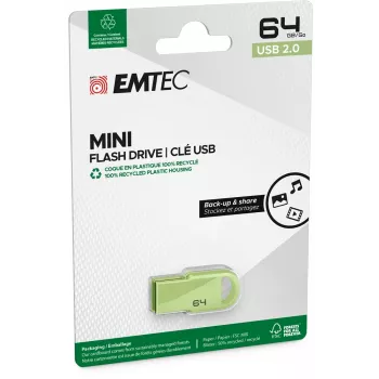 USB atmintinė Emtec D250 Mini 64GB USB Type-A 2.0 juoda