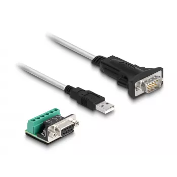 DeLOCK 63465 USB 2.0 į RS-422/RS-485 adapterinis kabelis 1,8 m, juodas/skaidrus