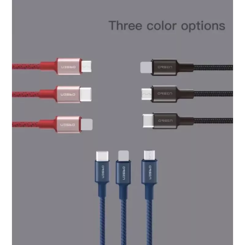 USB laidas Orsen S9M A–Micro USB 2,1 A 1 m juodas