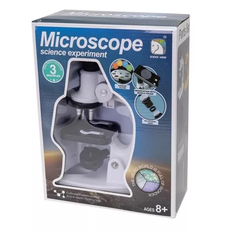 Mikroskopas Ascato 124582, 40× didinimas, LED apšvietimas, edukacinis laboratorinis mikroskopas