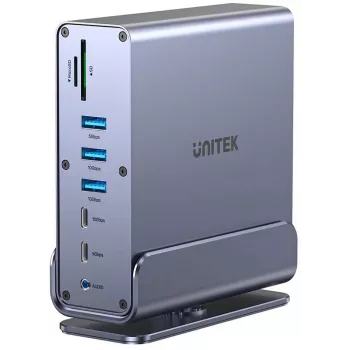 Docking stotelė Unitek D1135AGY01 DisplayLink adapteris, triguba 4K, 15-in-1, 15W PD