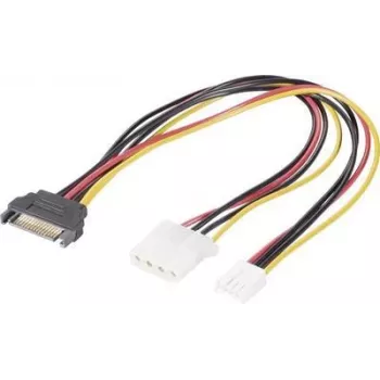 Renkforce Y kabelis maitinimui [1x SATA maitinimo kištukas 15 kontaktų - 1x IDE maitinimo lizdas 4 kontaktų, Floppy kištukas 4 kontaktų] 20,00 cm Juoda, Raudona, Geltona (RF-4536476)