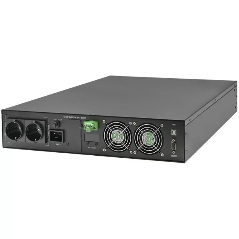 Qoltec UPS nepertraukiamo maitinimo šaltinis 3kVA 3000W dvigubo keitimo on-line RACK LCD EPO USB