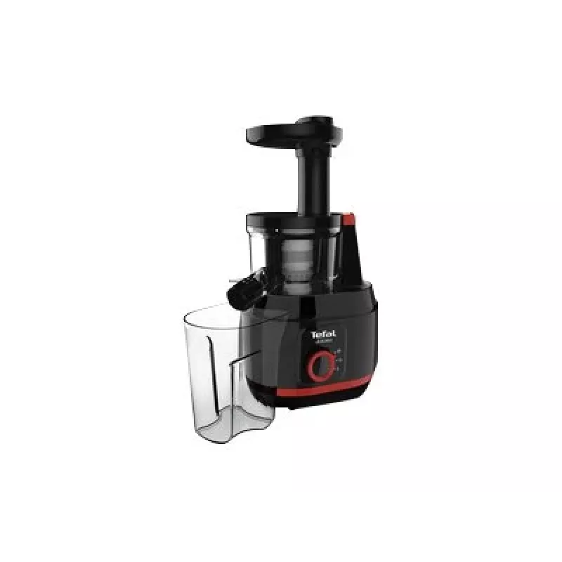 Lėtas sulčiaspaudė Tefal Juiceo ZC150 — 150 W, 4,5 cm padavimo anga, 0,8 L sulčių ir minkštimo talpyklos, 80 aps./min., Juoda/Raudona