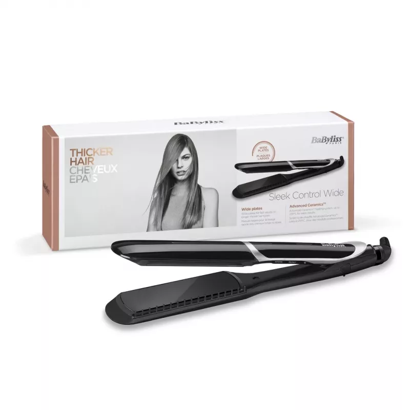BaByliss Sleek Control Plačioji Tiesinimo Žnyplės Šilta Juoda 98.4 (2.5 m)