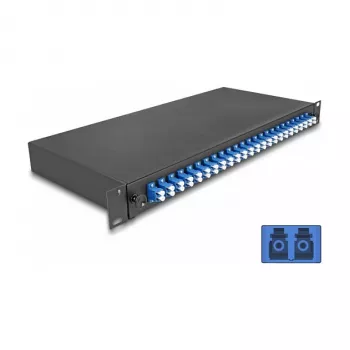 DeLOCK 19 colių optinio pluošto sujungimo dėžė 24 x LC Duplex OS2 1U juodas metalas