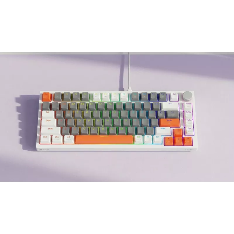 Savio ASTRAL WHITE JADE 3 COLOURS klaviatūra, žaidimų, USB, QWERTY US International