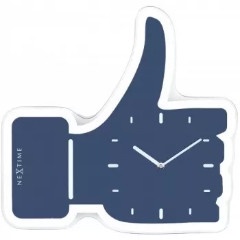 NeXtime 5185bl Mini Thumbs Up sieninis laikrodis, 20,5x21 cm, mėlynas/sidabrinis