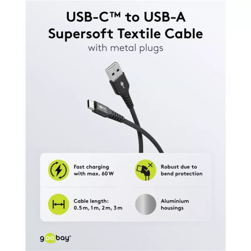 Goobay 74526 USB-C į USB-A laidas, 1 m, juodas