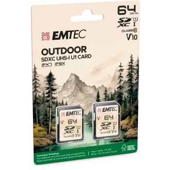Flash atminties kortelė Emtec 64GB UHS-I U1 V10 Outdoor ECMSD64GXCU1ORP