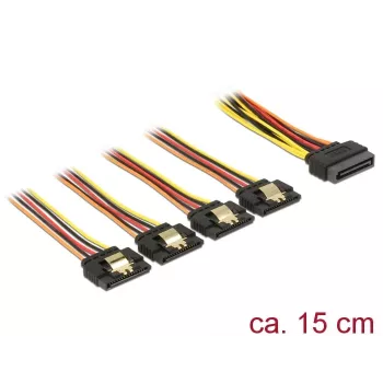 SATA kabelis DeLOCK 60156 0,15 m SATA 15 kontaktų 4 x SATA 15 kontaktų įvairiaspalvis