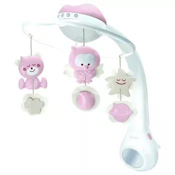 Muzikinė dėžutė kūdikiams B-kids 3in1 Infantino 150302050 — pudrinė rožinė, 3-in-1 raminantis žaislas
