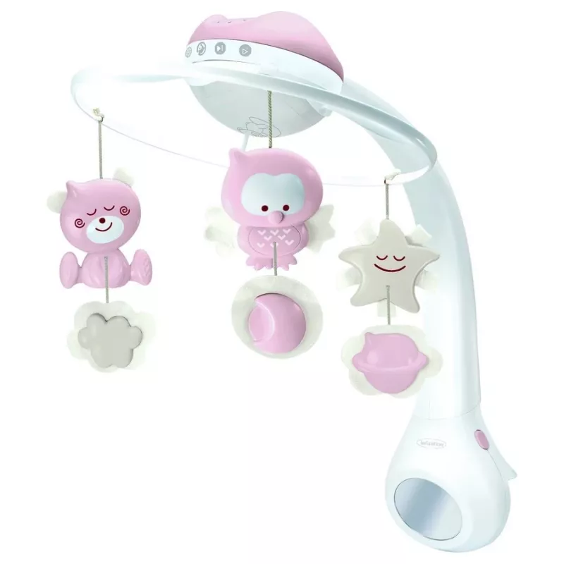 Muzikinė dėžutė kūdikiams B-kids 3in1 Infantino 150302050 — pudrinė rožinė, 3-in-1 raminantis žaislas
